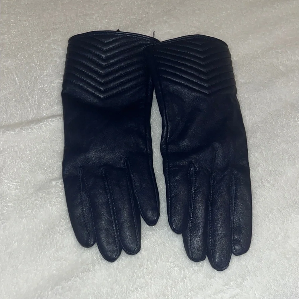 Karen Millen Navy Blue Leather Gloves